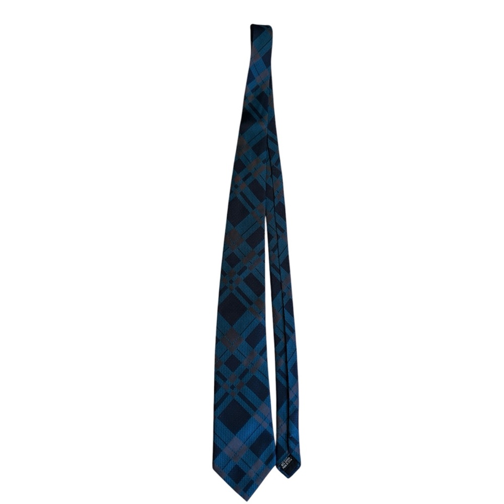 Blue and Black Plaid Tie
